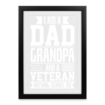 Papa Grand-père Vétéran : Rien ne me fait peur - Affiche encadrée (27 × 37 cm) - noir - Devant