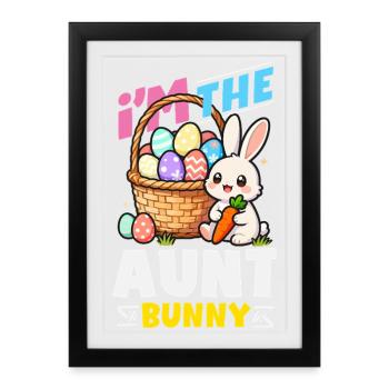 Joyeuse Pâques, douce chasse aux œufs du lapin, œufs de Pâques - Affiche encadrée (27 × 37 cm) - noir - Devant