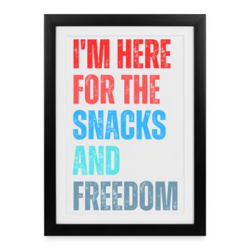 Slogan du plaisir de grignoter et liberté - Affiche encadrée (27 × 37 cm) - noir - Devant
