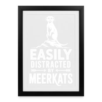Dictons de suricate Cadeau drôle de suricate - Affiche encadrée (27 × 37 cm) - noir - Devant