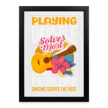 Dont Make Me Use My Ukulele Voice Hawaii Musiker - Gerahmtes Poster (27 × 37 cm) - Schwarz - Vorne