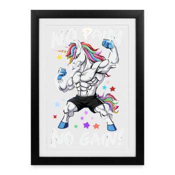 Licorne puissante, sans douleur, sans gain de forme - Affiche encadrée (27 × 37 cm) - noir - Devant