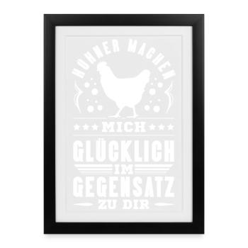Hühnerflüsterer Huhn Hühnerhalter Hühner - Gerahmtes Poster (27 × 37 cm) - Schwarz - Vorne