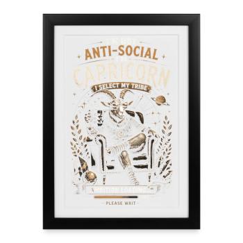 Capricorne Ambition Tribal - Zodiaque Humour - Affiche encadrée (27 × 37 cm) - noir - Devant