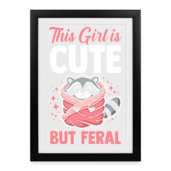 Raton laveur déchet, mignon mais sauvage - Affiche encadrée (27 × 37 cm) - noir - Devant