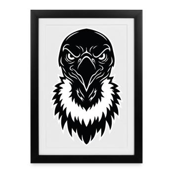 Eagle Hawk Mascot Logo Sport Gaming Gift - Framed poster (27 × 37 cm) - black - Front