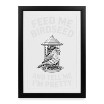 Cadan d’ornithologue Birdwatcher Bird Feeding - Affiche encadrée (27 × 37 cm) - noir - Devant