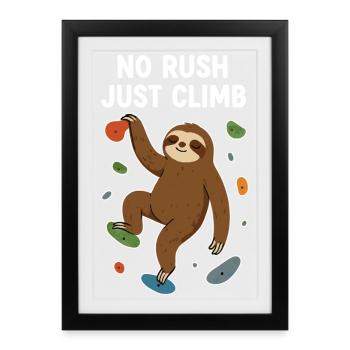 Bloc de paresseux zen : pas de précipitation, il suffit de grimper - Affiche encadrée (27 × 37 cm) - noir - Devant