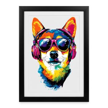 Chien Shiba Inu Race de chiens japonais Shibas du Japon - Affiche encadrée (27 × 37 cm) - noir - Devant