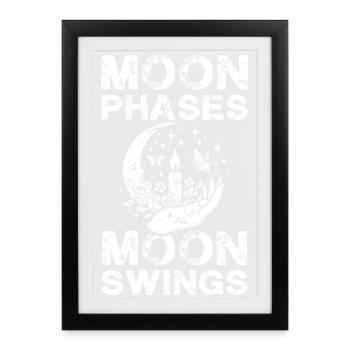 Moon Phases Moon Swings Occult Wicca Moon Phases - Framed poster (27 × 37 cm) - black - Front