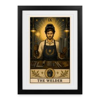 Welder | Metal Construction Tarot - Framed poster (27 × 37 cm) - black - Front