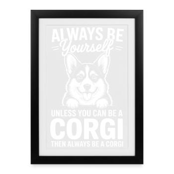 Expressions de cardigan corgi gallois Cadeau drôle de corgi - Affiche encadrée (27 × 37 cm) - noir - Devant
