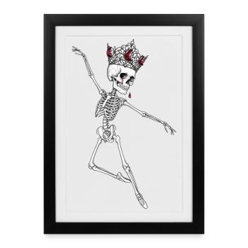 Skelett König Kronentanz - Gerahmtes Poster (27 × 37 cm) - Schwarz - Vorne