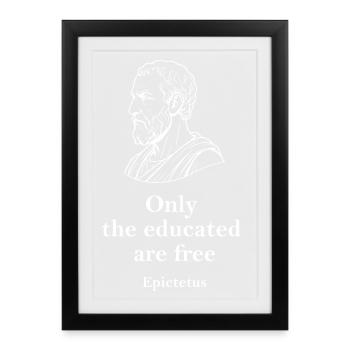 Epictetus quote on education freedom - Framed poster (27 × 37 cm) - black - Front