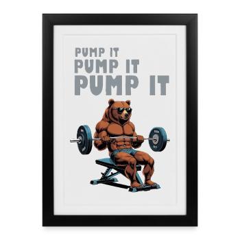 Powerbear in a fitness look - Framed poster (27 × 37 cm) - black - Front