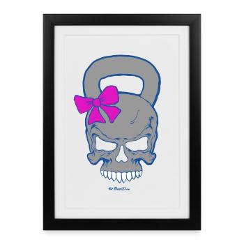 Kettlebell Skull (female) - Framed poster (27 × 37 cm) - black - Front