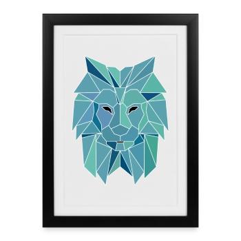 Polygon Lion - Framed poster (27 × 37 cm) - black - Front