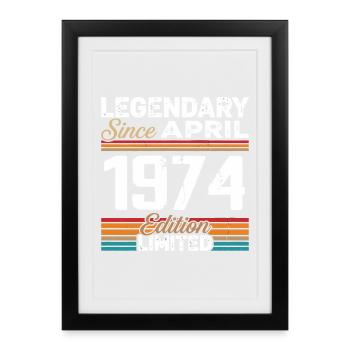 Cadeau Anniversaire Avril 1974 Rétro Avril 1974 - Affiche encadrée (27 × 37 cm) - noir - Devant
