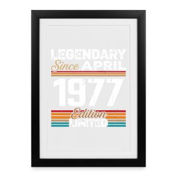 Cadeau Anniversaire Avril 1977 Rétro Avril 1977 - Affiche encadrée (27 × 37 cm) - noir - Devant