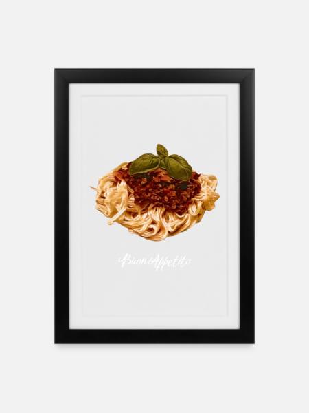 spaghetti - Framed poster (27 × 37 cm) - black