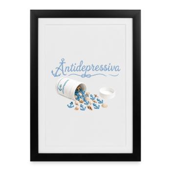 AnkerPillen Blaues Meeresbild - Gerahmtes Poster (27 × 37 cm) - Schwarz - Vorne