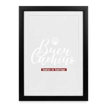 Buen Camino Jakobsweg Camino de Santiago - Affiche encadrée (27 × 37 cm) - noir - Devant