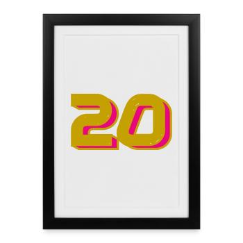20. 20 ANS. 20e ANNIVERSAIRE. ANNIVERSAIRE 20 ANS. - Affiche encadrée (27 × 37 cm) - noir - Devant