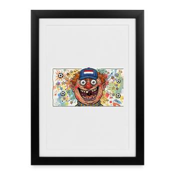 Niederlande Fan-Clown-Fußball-Spektakel - Gerahmtes Poster (27 × 37 cm) - Schwarz - Vorne