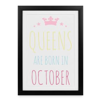 Queens Are Born In October - Framed poster (27 × 37 cm) - black - Front