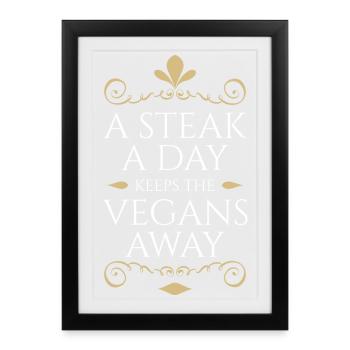 Bifteck Fantaisie Anti-végétalien Doré - Affiche encadrée (27 × 37 cm) - noir - Devant