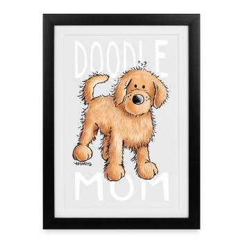 Drôle Doodle Chien - Cadeau - Affiche encadrée (27 × 37 cm) - noir - Devant