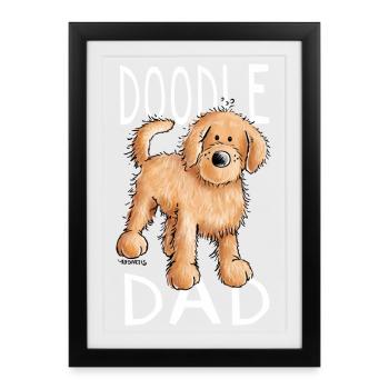 Drôle Doodle Chien - Cadeau - Affiche encadrée (27 × 37 cm) - noir - Devant