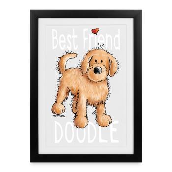Drôle Doodle Chien - Cadeau - Affiche encadrée (27 × 37 cm) - noir - Devant