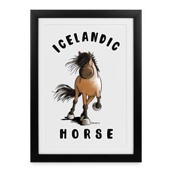 Icelandic Horse - Gerahmtes Poster (27 × 37 cm) - Schwarz - Vorne