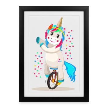 Unicorn unicorn on a unicycle - Framed poster (27 × 37 cm) - black - Front