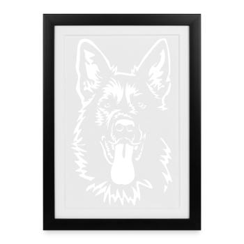 German Shepherd Head "Black Edition" - Framed poster (27 × 37 cm) - black - Front