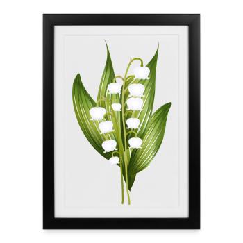 délicat bouquet de muguet comme salutation printanière - Affiche encadrée (27 × 37 cm) - noir - Devant