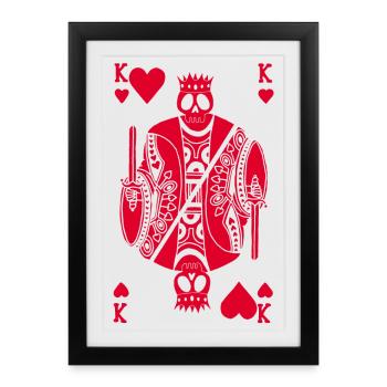 Squelette rouge du roi de coeur - Affiche encadrée (27 × 37 cm) - noir - Devant