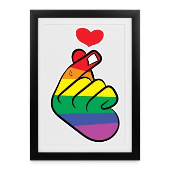 Cœur Arc-en-ciel Amour Liberté d’expression Paix - Affiche encadrée (27 × 37 cm) - noir - Devant