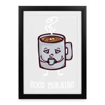 Coffee lovers Breakfast Coffee Drink saying - Framed poster (27 × 37 cm) - black - Front