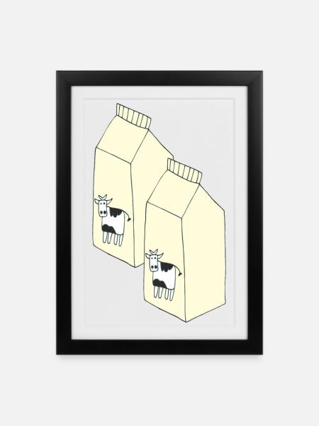 tetrapack milch - Gerahmtes Poster (27 × 37 cm) - Schwarz
