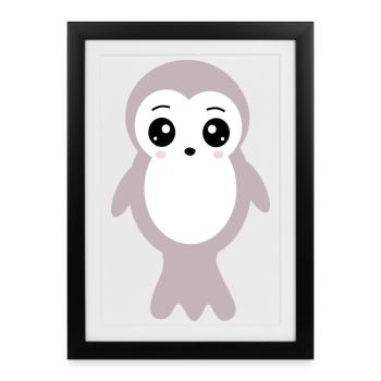 Kawaii phoque phoques phoques phoques animaux kawaii - Affiche encadrée (27 × 37 cm) - noir - Devant