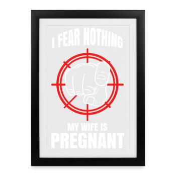 Drôles de dictons papa parents famille enceinte - Affiche encadrée (27 × 37 cm) - noir - Devant