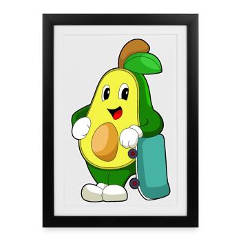 Avocado Skater Skateboard - Framed poster (27 × 37 cm) - black - Front