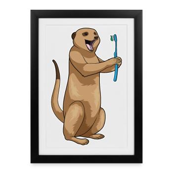 Meerkat Toothbrush - Framed poster (27 × 37 cm) - black - Front