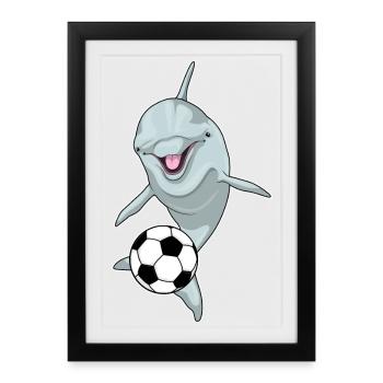Delfin Footballeur Football - Affiche encadrée (27 × 37 cm) - noir - Devant