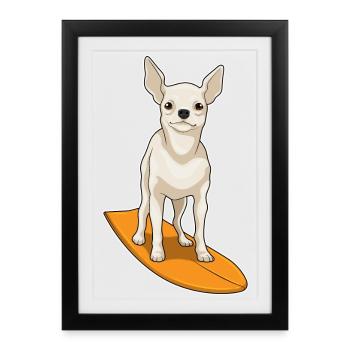 Été de surf sur planche de surf à Chihuahua - Affiche encadrée (27 × 37 cm) - noir - Devant