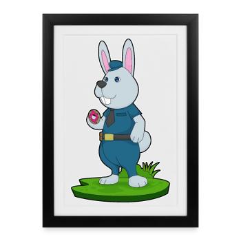 Bunny Policeman Donut Police - Framed poster (27 × 37 cm) - black - Front