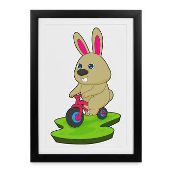 Lapin Vélo - Affiche encadrée (27 × 37 cm) - noir - Devant