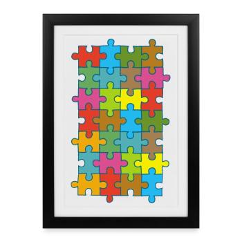 Puzzle multicolore - Affiche encadrée (27 × 37 cm) - noir - Devant